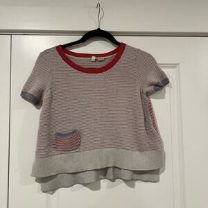 Moth Women's Cotton Cashmere‎ Short Sleeve Grey Sweater Size XSP